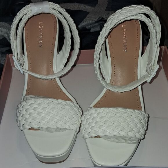 lisa vicky Shoes - Lisa Vicky JEWEL-V White Weave PU Heels